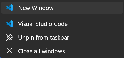 เปิด VSCode หน้าต่างใหม่