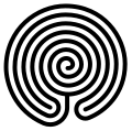 "Chakravyuha" spiral labyrinth (outlined version)
