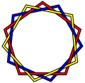 Brunnian link (three interlaced pentagons)